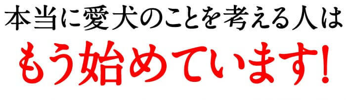 本当に愛犬のことを考える人は、もう始めています！